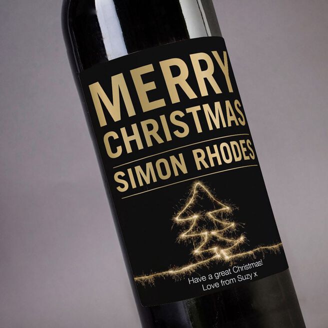 Personalised Wine - Christmas Tree