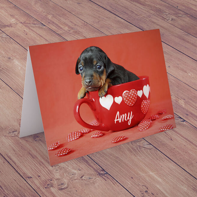 Personalised Card - Pup In A Cup