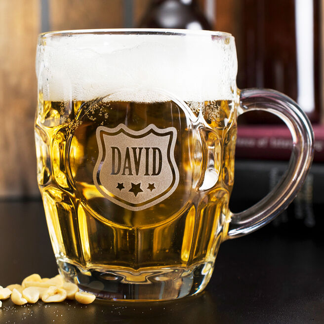 Personalised Dimple Pint Glass - Shield