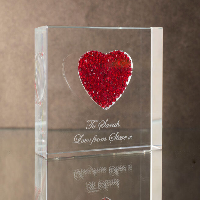 Personalised Paperweight - Diamante Red Heart