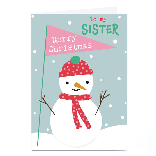 Personalised Sazerelli Designs Christmas Card - Snowman Sister