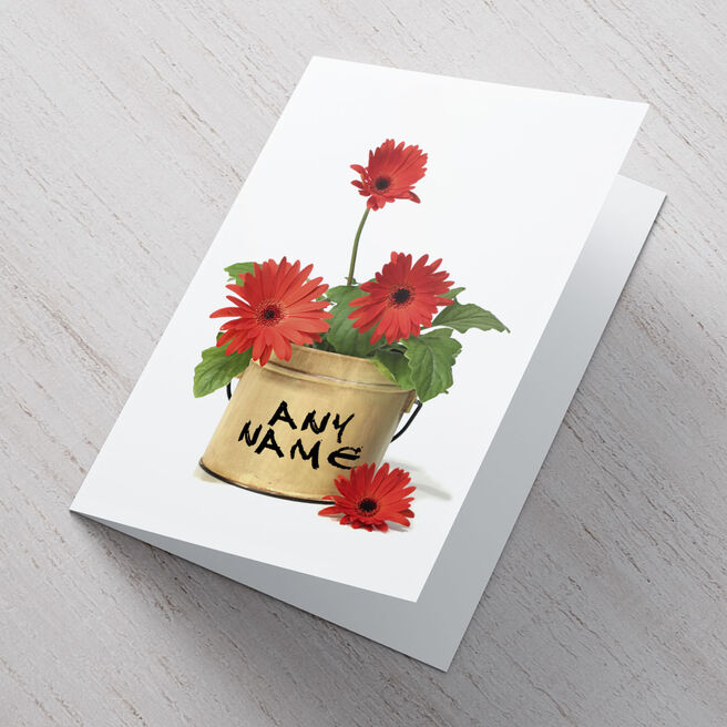 Personalised Card - Red Flowers