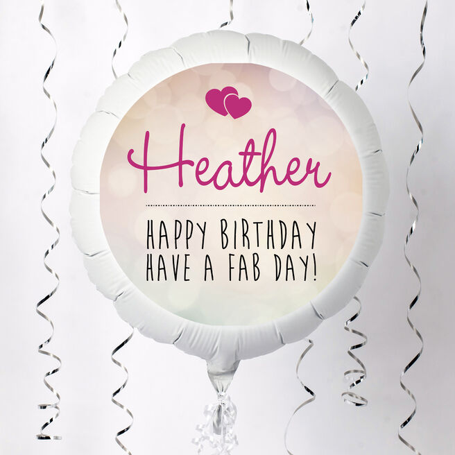 Personalised Large Helium Balloon - Happy Birthday, Pink Hearts