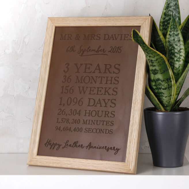 Personalised Time Print - Leather 3rd Anniversary