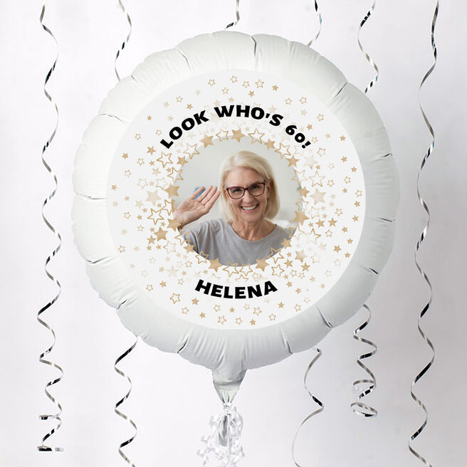 Personalised Photo Upload Large Helium Balloon - Gold Star, Any Message