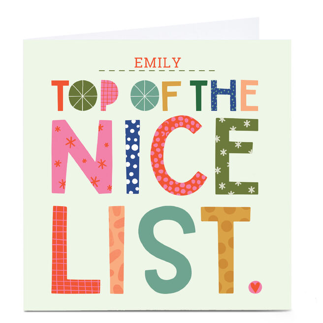 Personalised Abbi Goode Christmas Card - Top of the Nice List