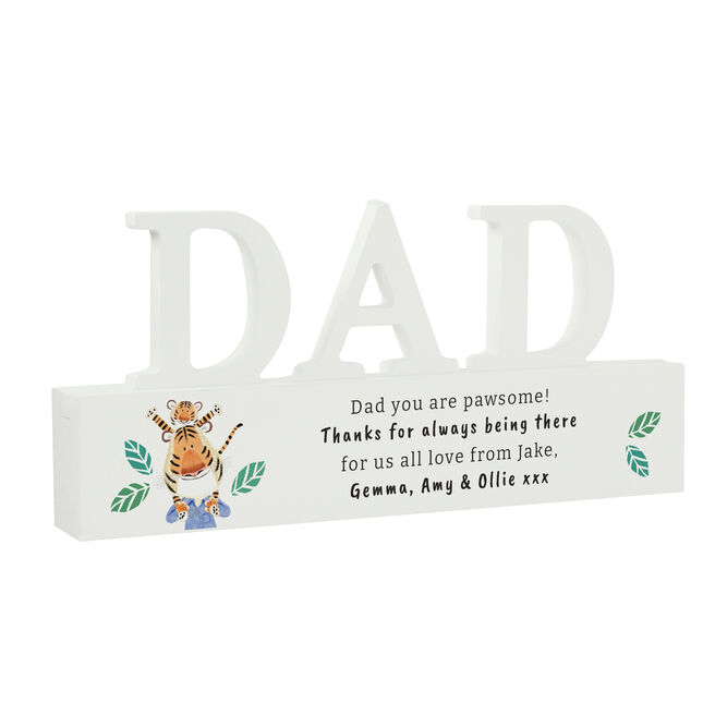 Personalised PMC Fathers Day Gift - Personalised Wooden Dad Ornament with Tiger Design