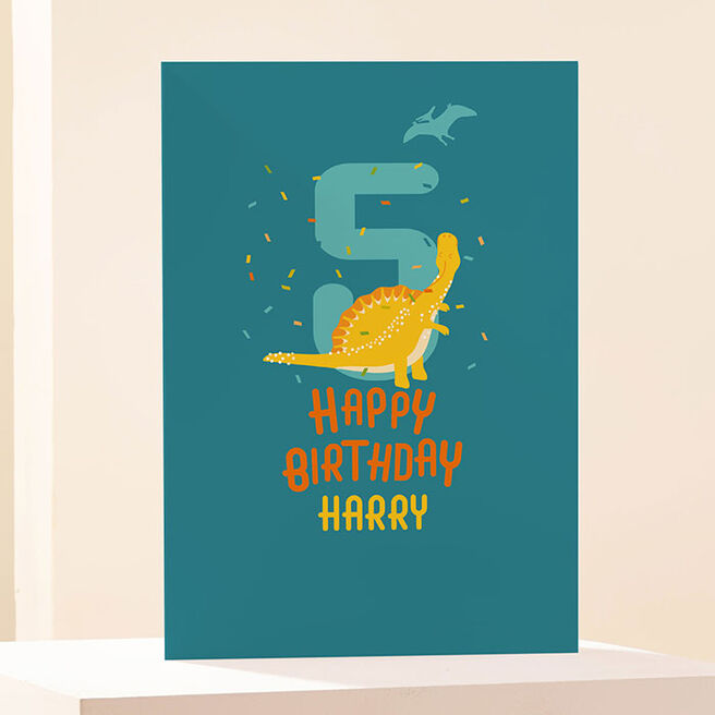 Personalised Card - Happy Birthday Dino Five