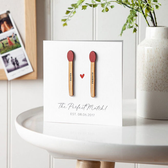 Personalised The Perfect Match Wooden Matchsticks Card