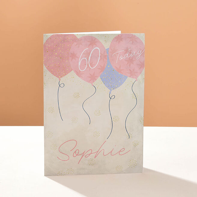 Personalised Card - Balloons 60th Birthday