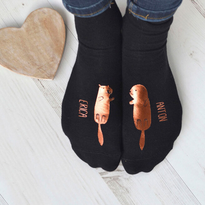 Personalised Socks - Otters Floating Together