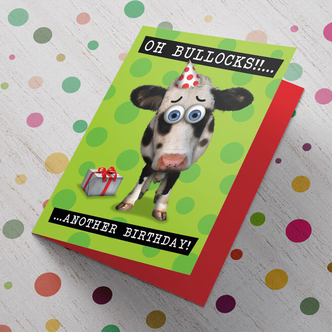 Personalised Birthday Card - Oh Bullocks Cow