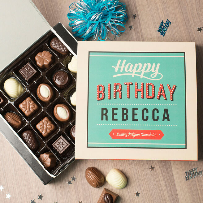 Personalised Belgian Chocolates - Red Light Happy Birthday