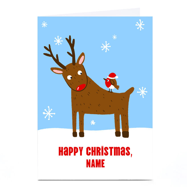 Personalised Lucy Maggie Christmas Card - Rudolf and Robin