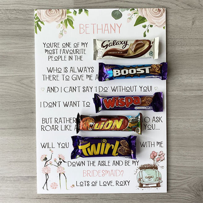 Personalised Bridesmaid Chocolate Board