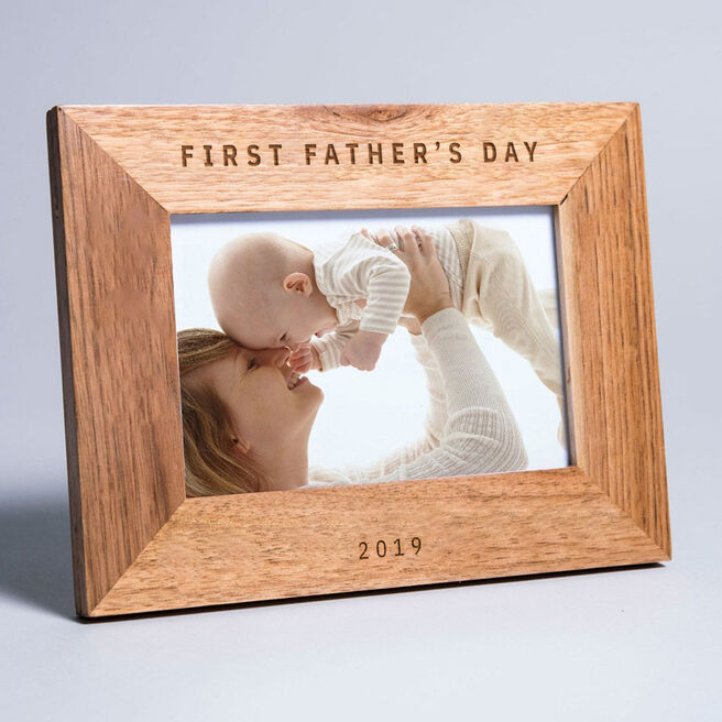 Engraved Wooden Photo Frame - First Father's Day