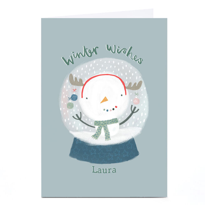 Personalised Laura Pantony Christmas Card - Snowman Snowglobe