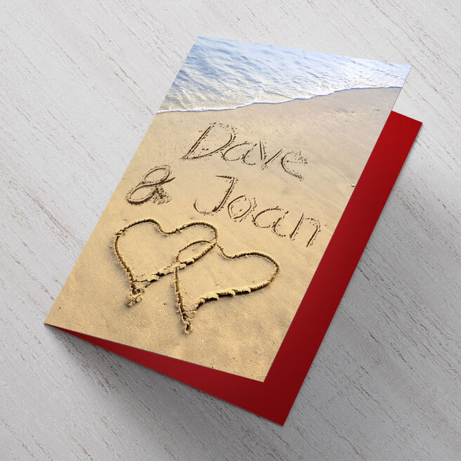 Personalised Card - Beach Hearts