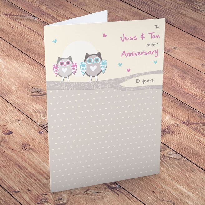 Personalised Card - Anniversary Owls