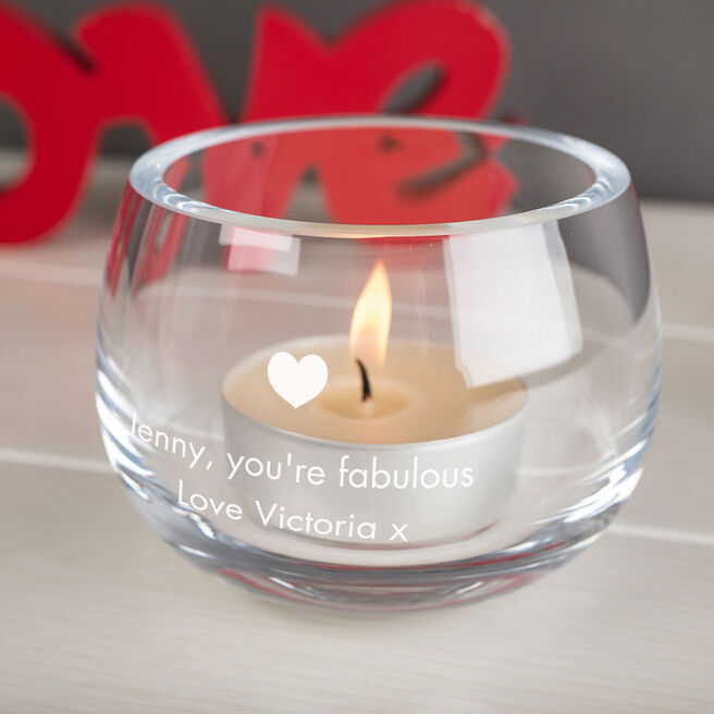 Personalised Glass Candle Holder
