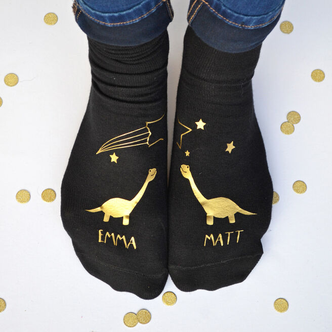Personalised Socks - Stargazing Dinosaurs