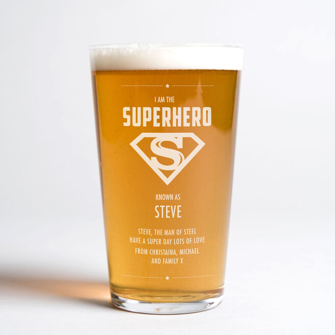 Personalised Pint Glass - Superhero