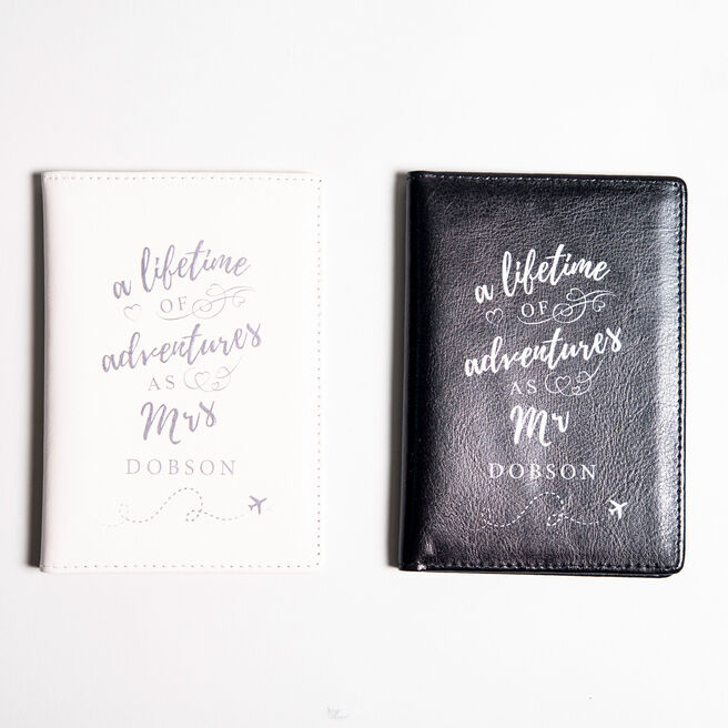 Personalised Set of 2 Leather Passport Holders - Lifetime of Adventures