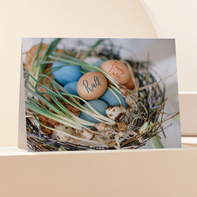 Personalised Happy Easter Card - Eggs in Basket