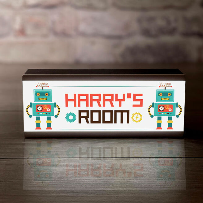 Personalised Room Sign Light Box Robot
