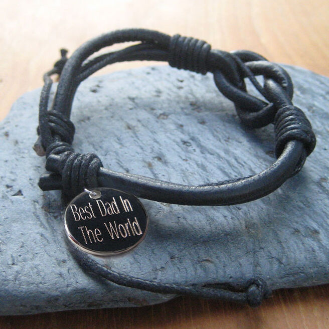 Personalised Mens Leather Knot Bracelet