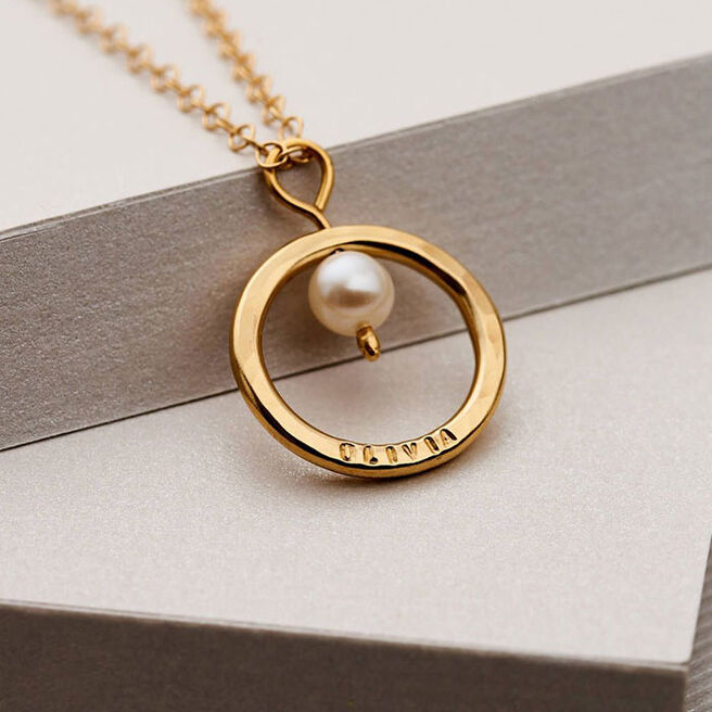 Personalised Pearl And Circle Necklace
