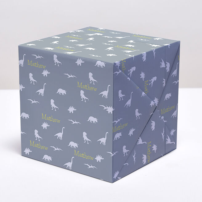 Personalised Wrapping Paper - Grey Dinosaurs