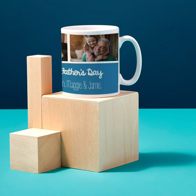 Photo Upload & Message Blue Mug - Father's Day
