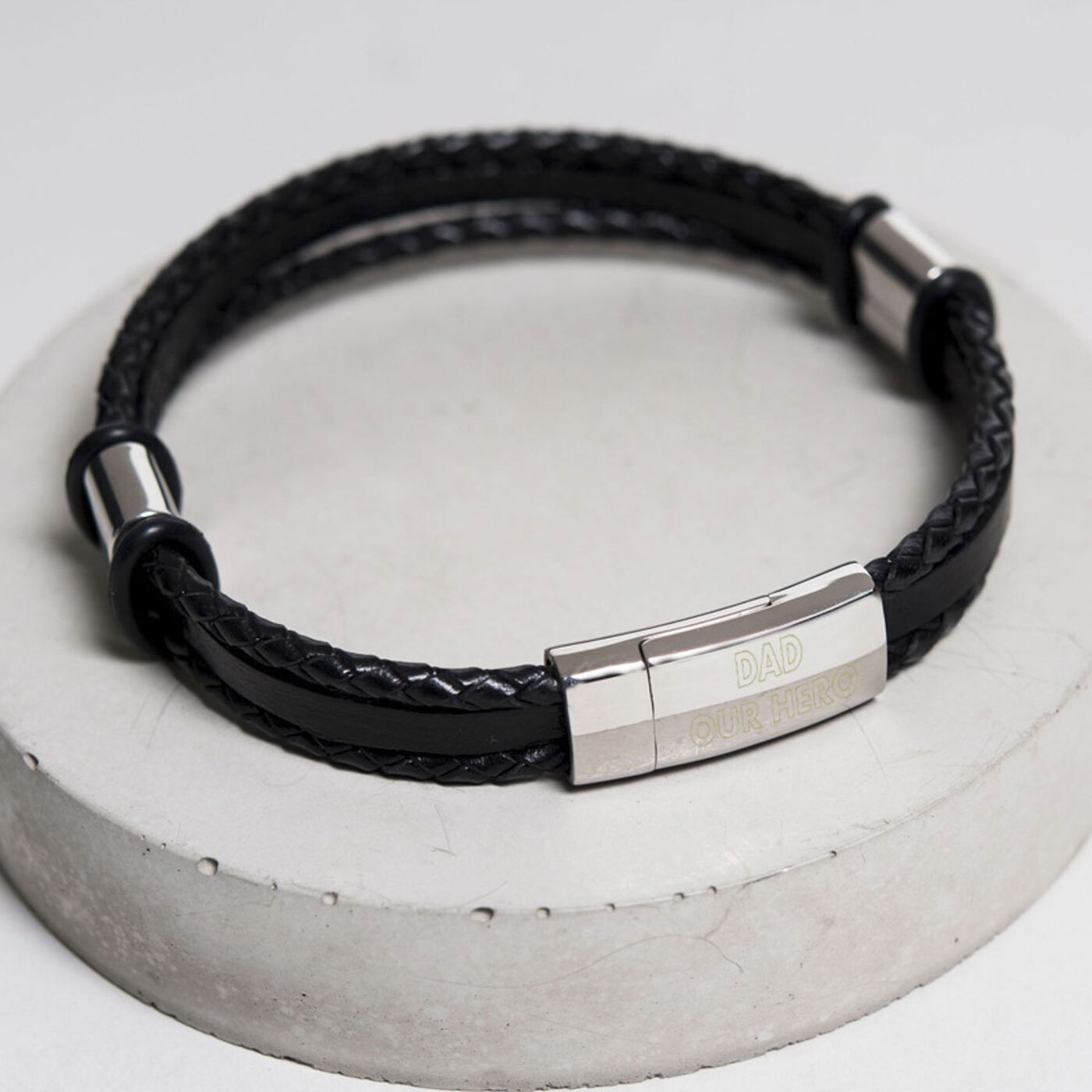 Men's Leather Bracelet - Any Message | GettingPersonal.co.uk
