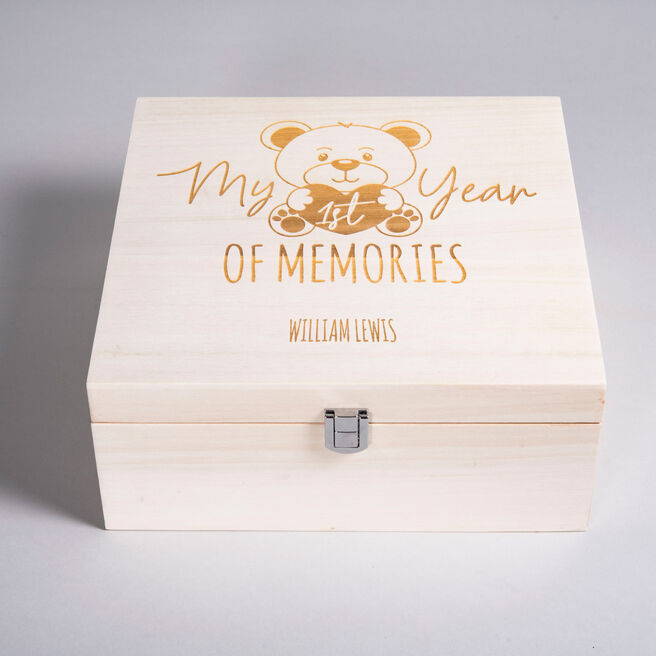 Personalised Wooden Storage Box - My 1st Year Of Memories