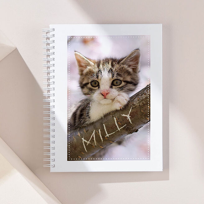 Personalised Notebook - Kitten On A Branch