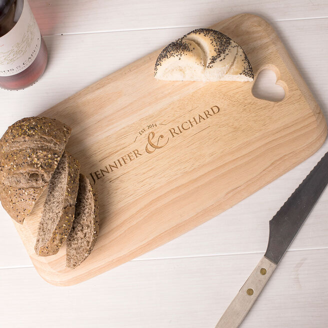 Personalised Wooden Heart Large Chopping Board