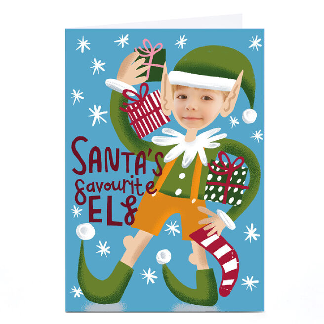 Personalised Stevie Studio Christmas Card - Santa's Favourite Elf