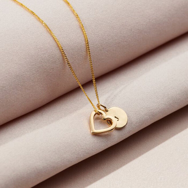 Personalised 9ct Gold Heart & Tag Necklace