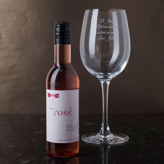 Personalised Wine Glass and Rose Wine Gift Set