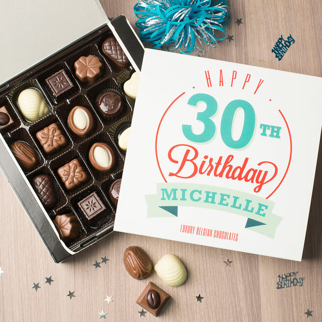 Personalised Belgian Chocolates - Happy 30th Birthday