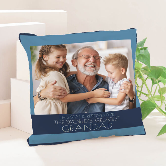 Personalised Photo Upload Father's Day Cushion - The World's Greatest Grandad