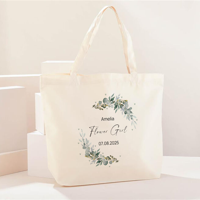 Personalised Flower Girl Tote Bag - Botanical