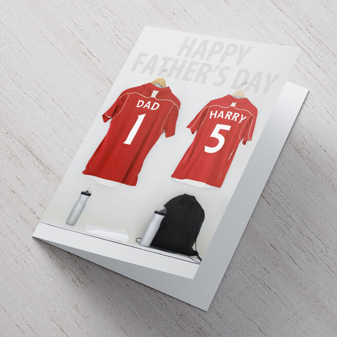 Personalised Father's Day Card - Football Shirts Red