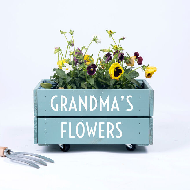 Personalised Small Wooden Crate - Any Message Planter
