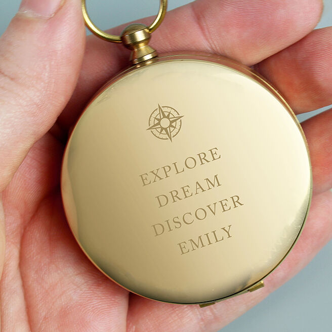 Engraved Brass Compass - Message