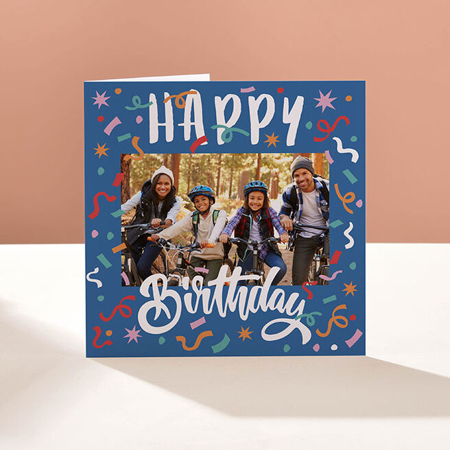 Photo Upload Card - Happy Birthday Confetti