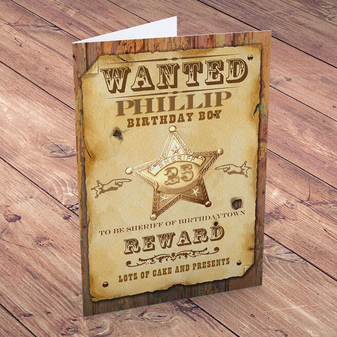 Personalised Birthday Card - Wanted Poster
