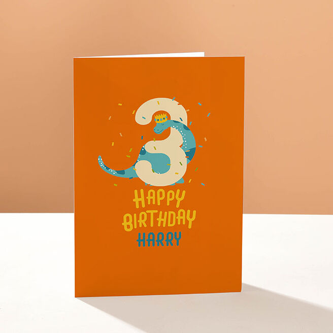 Personalised Birthday Card - Dino Three