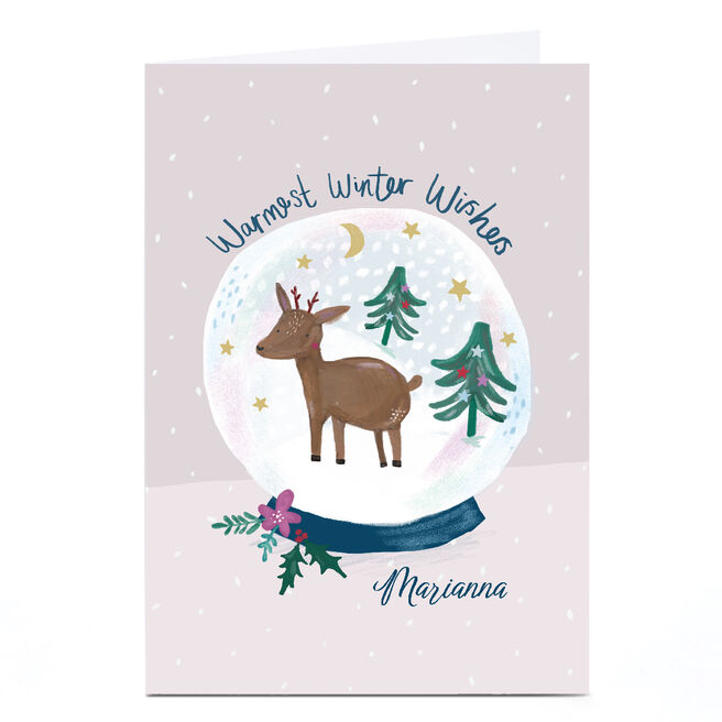Personalised Laura Pantony Christmas Card - Deer Snowglobe